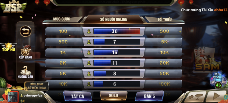Thuật ngữ trong tựa game bài Sâm game thủ B52 nên biết