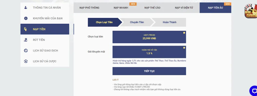 Nạp qua Paywin